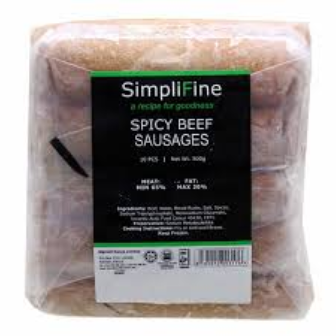 SIMPLIFINE FRESH SPICY BEEF SAUSAGE 500G